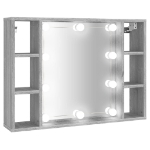 Mobile a Specchio con LED Grigio Sonoma 76x15x55 cm