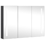 Armadietto Bagno con Specchio e LED 89x14x62 cm