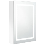 Armadietto Bagno con Specchio e LED Bianco Lucido 50x13x70 cm