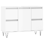 Armadietto Bagno Bianco Lucido 80x33x60cm in Legno Multistrato