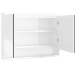 Armadietto Bagno con Specchio 80x15x60 cm in MDF Bianco Lucido