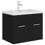 Mobile Bagno con Lavabo Integrato Nero in Truciolato