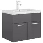 Mobile Bagno con Lavabo Integrato Grigio Lucido in Truciolato