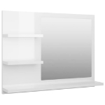 Specchio da Bagno Bianco Lucido 60x10,5x45 cm in Truciolato