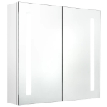 Armadietto Bagno con Specchio e LED Bianco Lucido 62x14x60 cm