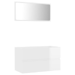 Set Mobili da Bagno 2 pz Bianco Lucido in Truciolato