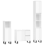 Set Mobili da Bagno 3 pz Bianco Lucido in Legno Multistrato