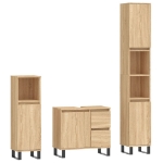 Set Mobili da Bagno 3 pz Rovere Sonoma in Legno Multistrato