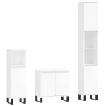 Set Mobili da Bagno 3 pz Bianco Lucido in Legno Multistrato