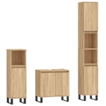 Set Mobili da Bagno 3 pz Rovere Sonoma in Legno Multistrato