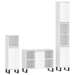 Set Mobili da Bagno 3 pz Bianco Lucido in Legno Multistrato