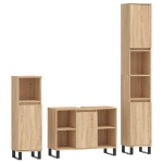 Set Mobili da Bagno 3 pz Rovere Sonoma in Legno Multistrato