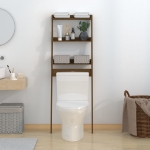 Rastrelliera da Bagno Miele 63,5x32x179 cm Legno Massello Pino