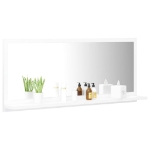 Specchio da Bagno Bianco Lucido 90x10,5x37 cm in Truciolato