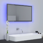 Specchio da Bagno LED Grigio Lucido 80x8,5x37 cm in Acrilico