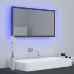 Specchio da Bagno a LED Grigio 80x8,5x37 cm in Acrilico