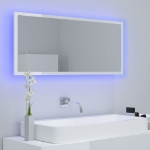 Specchio da Bagno LED Bianco Lucido 100x8,5x37 cm in Acrilico