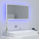 Specchio da Bagno LED Bianco Lucido 80x8,5x37 cm in Acrilico