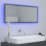 Specchio da Bagno LED Grigio Lucido 100x8,5x37 cm in Acrilico