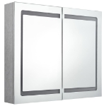 Armadietto Bagno con Specchio e LED Grigio Cemento 80x12x68 cm