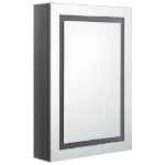 Armadietto Bagno con Specchio e LED Grigio Lucido 50x13x70 cm