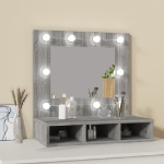 Mobile a Specchio con LED Grigio Sonoma 60x31,5x62 cm