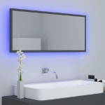 Specchio da Bagno a LED Grigio 100x8,5x37 cm in Acrilico