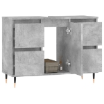 Armadietto da Bagno Grigio Cemento 80x33x60cm Legno Multistrato