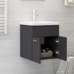 Mobile da Bagno con Lavabo Integrato Grigio in Truciolato