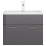 Mobile Bagno con Lavabo Integrato Grigio Lucido in Truciolato