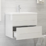 Mobile Bagno con Lavabo Integrato Bianco Lucido in Truciolato