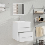 Mobile Bagno con Lavabo Integrato Bianco in Legno Multistrato