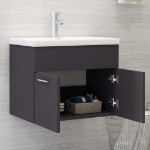 Mobile Bagno con Lavabo Integrato Grigio in Truciolato