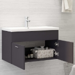 Mobile da Bagno con Lavabo Integrato Grigio in Truciolato