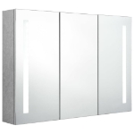 Armadietto Bagno con Specchio e LED Grigio Cemento 89x14x62 cm