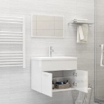 Set Mobili da Bagno Bianco Lucido in Truciolato