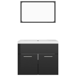 Set Mobili da Bagno Nero Lucido in Truciolato