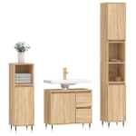 Set Mobili da Bagno 3 pz Rovere Sonoma in Legno Multistrato