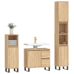 Set Mobili da Bagno 3 pz Rovere Sonoma in Legno Multistrato