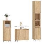 Set Mobili da Bagno 3 pz Rovere Sonoma in Legno Multistrato