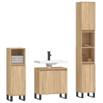 Set Mobili da Bagno 3 pz Rovere Sonoma in Legno Multistrato