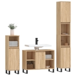 Set Mobili da Bagno 3 pz Rovere Sonoma in Legno Multistrato