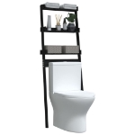 Rastrelliera da Bagno Nera 63,5x32x179 cm Legno Massello Pino