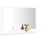 Specchio da Bagno Bianco Lucido 60x10,5x37 cm in Truciolato