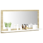 Specchio da Bagno Bianco Rovere Sonoma 80x10,5x37 cm Truciolato