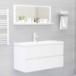 Specchio da Bagno Bianco Lucido 90x10,5x37 cm in Truciolato