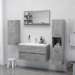 Specchio da Bagno Grigio Cemento 90x10,5x45 cm in Truciolato