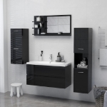 Specchio da Bagno Nero Lucido 90x10,5x45 cm in Truciolato