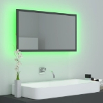 Specchio da Bagno a LED Grigio 80x8,5x37 cm in Acrilico