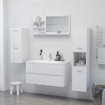 Specchio da Bagno Bianco Lucido 90x10,5x45 cm in Truciolato